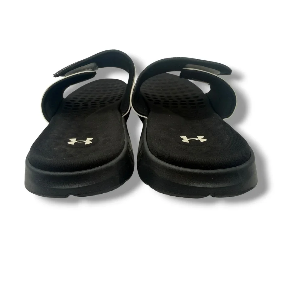 Under Armour Ignite Adjustable Slide Sandals Men's Size 12 Black White Comfort